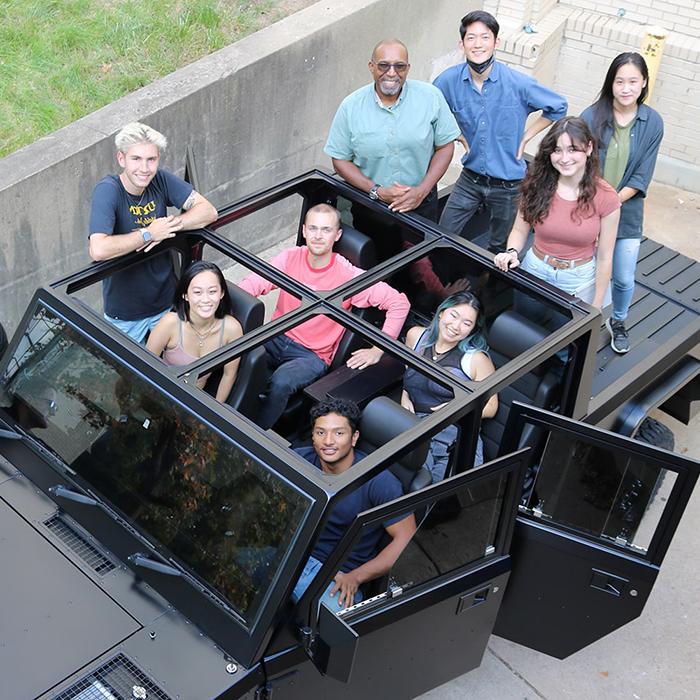 Junior design students checked out a Bollinger B2 truck last fall